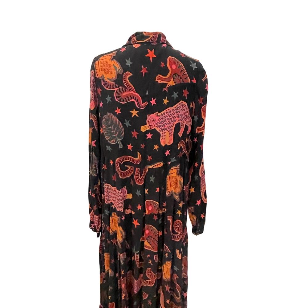 FARM Rio Black Animal Sky maxi shirtdress Size:M - Picture 2 of 11